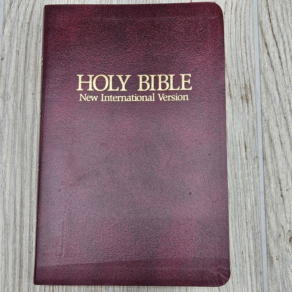 Zondervan NIV Holy Bible Burgundy Bonded Leather Thumb Indexed Red Letter 1986